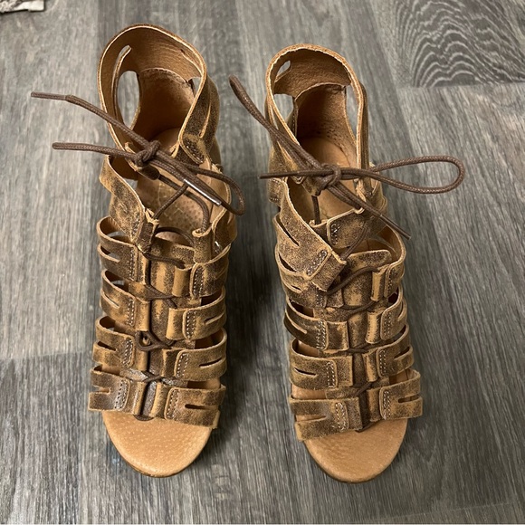 FreeBird by Steven Ibiza lace up wooden platform sandals sz 7US - Picture 3 of 15